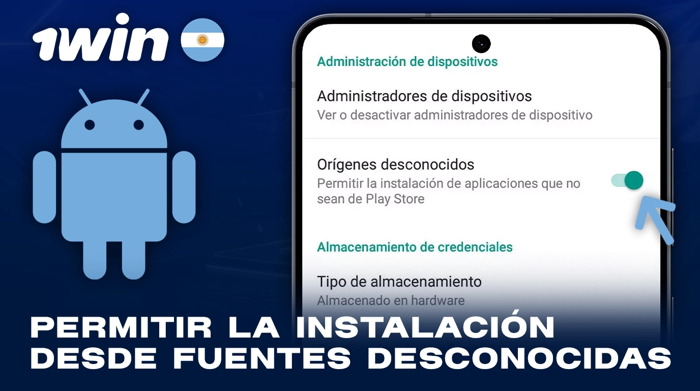 Permitir la instalación desde fuentes desconocidas para la aplicación 1Win Android