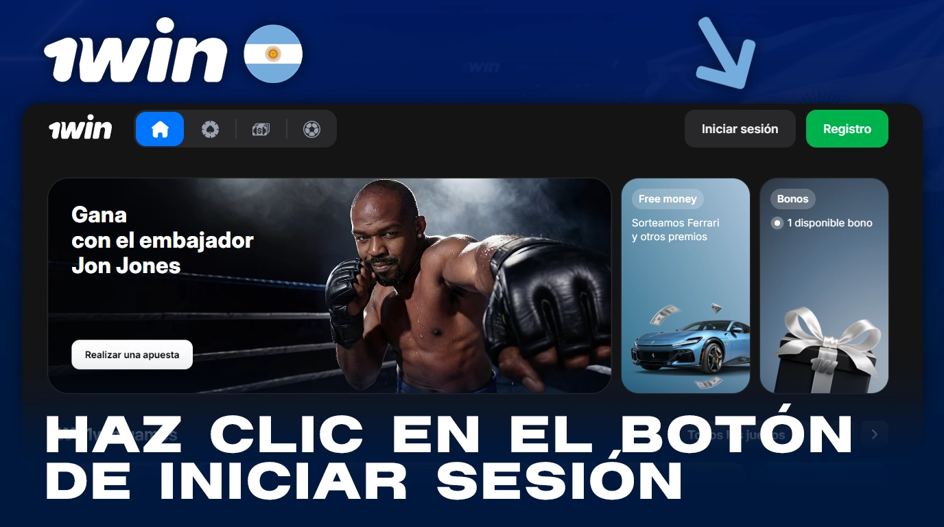 Haga clic en el botón «Iniciar sesión» en el menú de 1Win Argentina