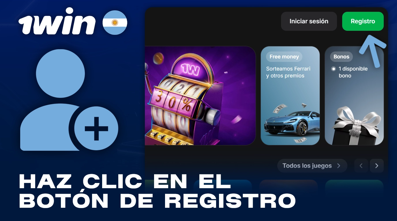 Haga clic en el botón de registro en el menú superior del sitio web 1Win