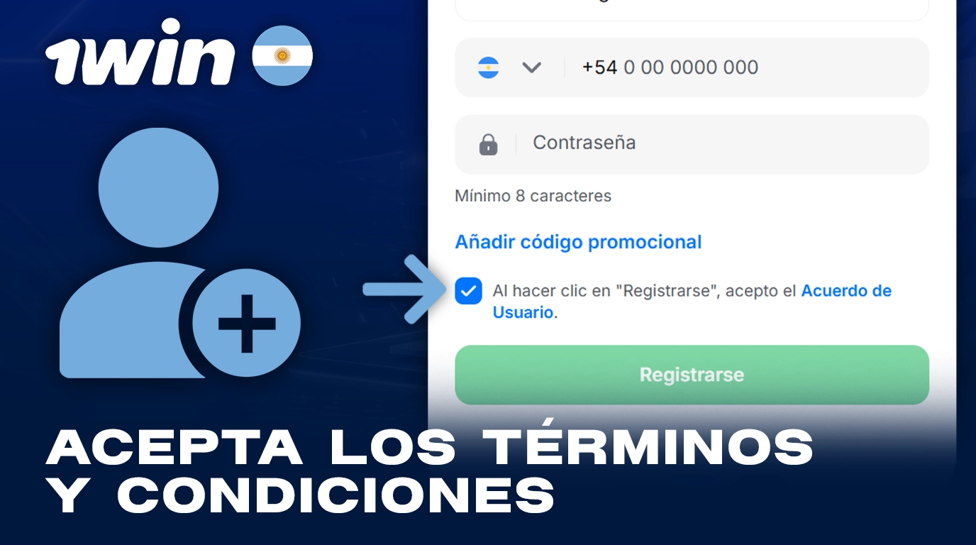Acepta los términos y condiciones al registrarte en 1Win